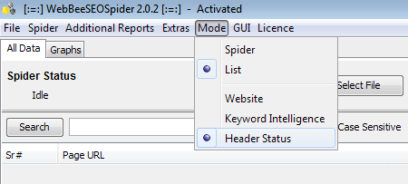 header status mode with list input method