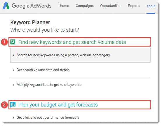 google-keyword-planner-main-page