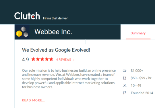 Webbee Inc. Clutch Profile